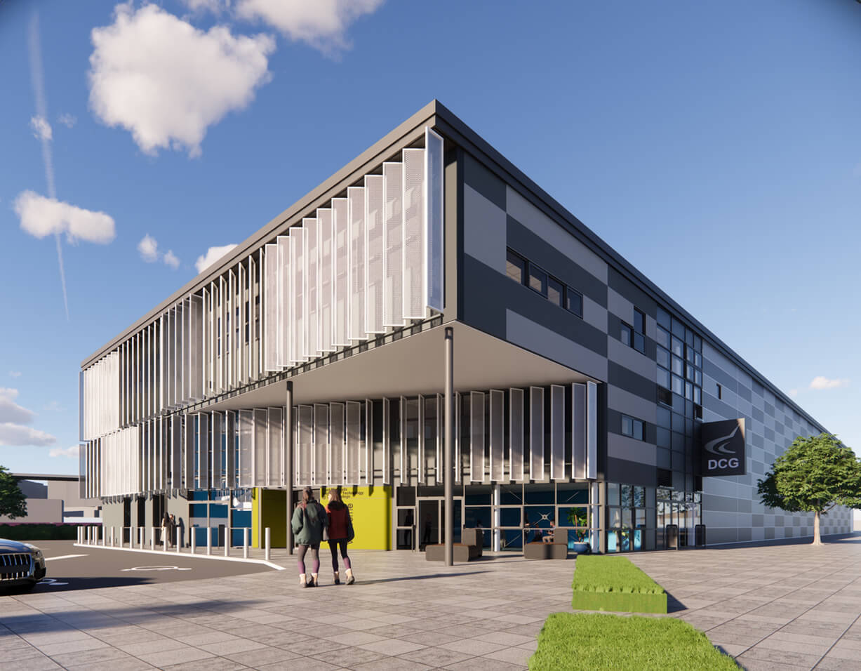 Derby college wide shot outside view